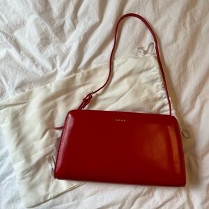 Italian leather red shoulder bag - 90s style